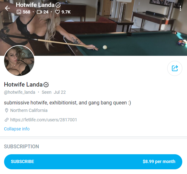 Hotwife Landa (@hotwife_landa) screenshot dell'account hotwife Onlyfans.
