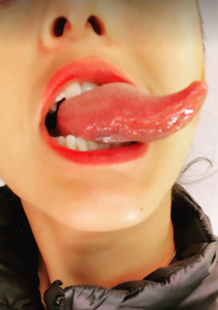 a woman wearing a lipstick