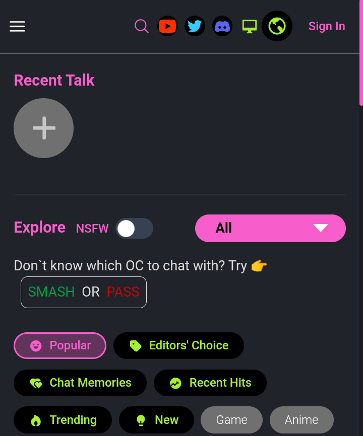 Piattaforma di chat CrushOn 