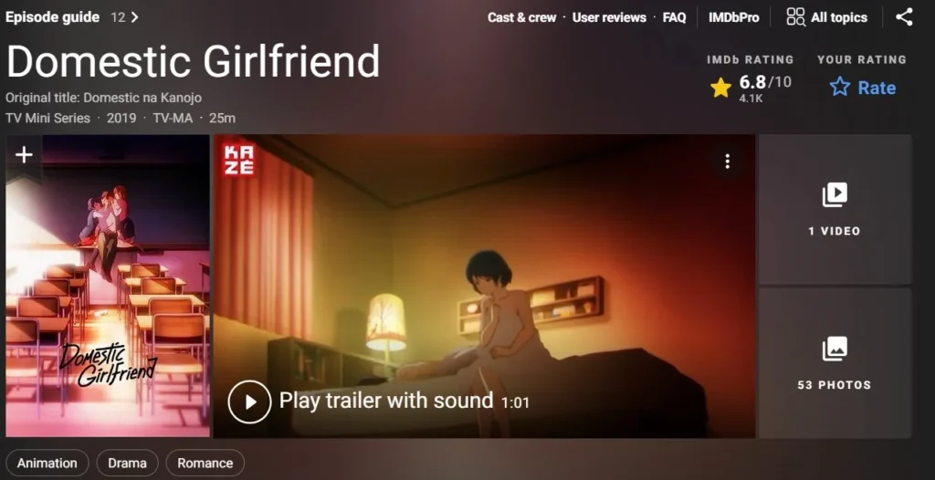 domestic girlfriend hentai series in imdb.com