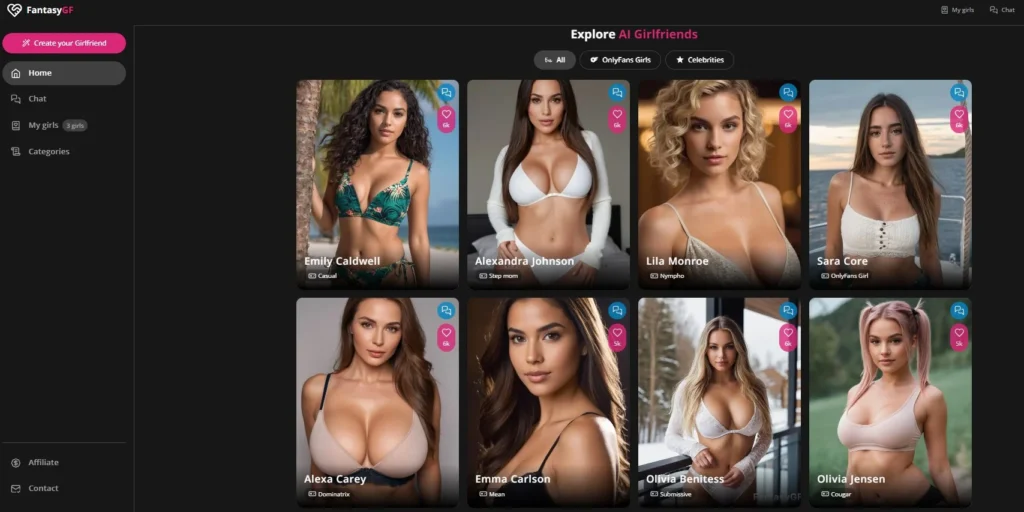 fantasygf.ai site for Mila Kunis AI picture