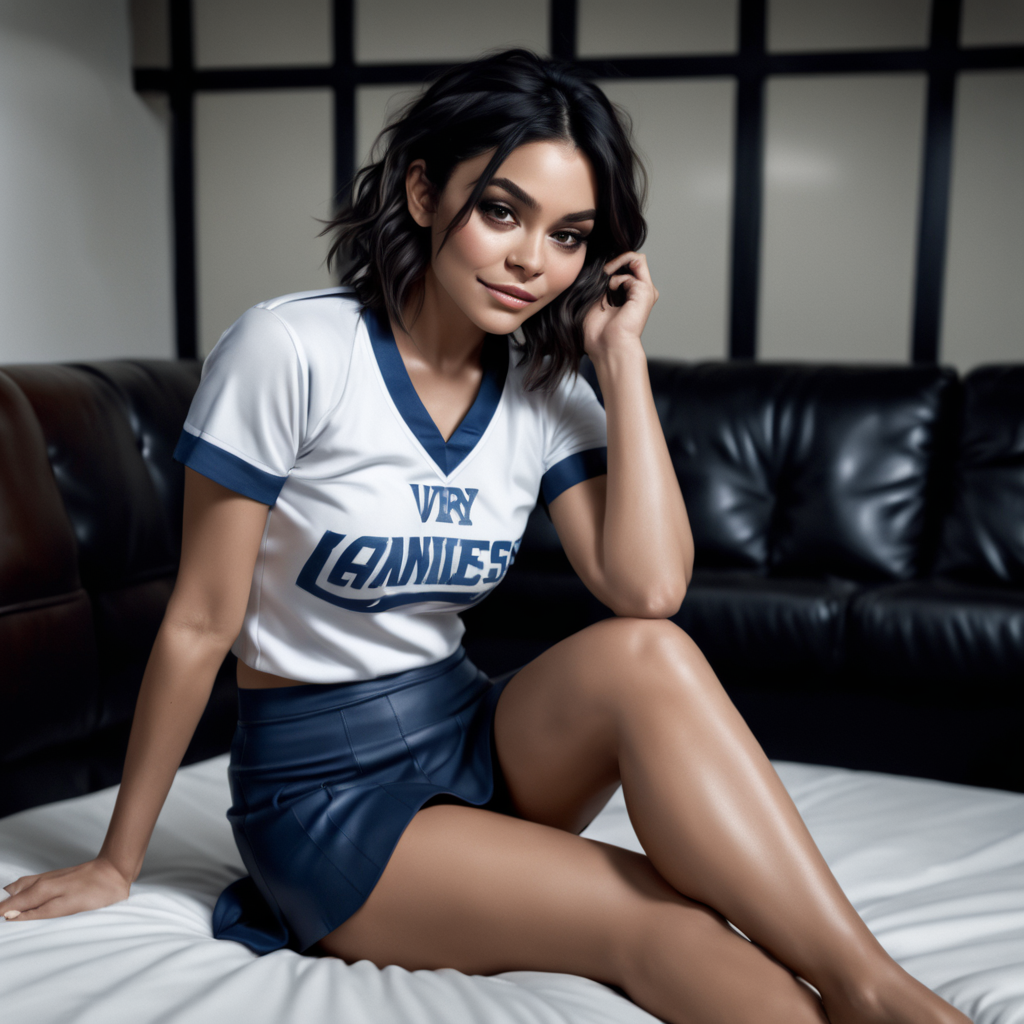 AI Generated Photo of Beautiful Vanessa Hudgens Wearing a Cheerleading Uniform