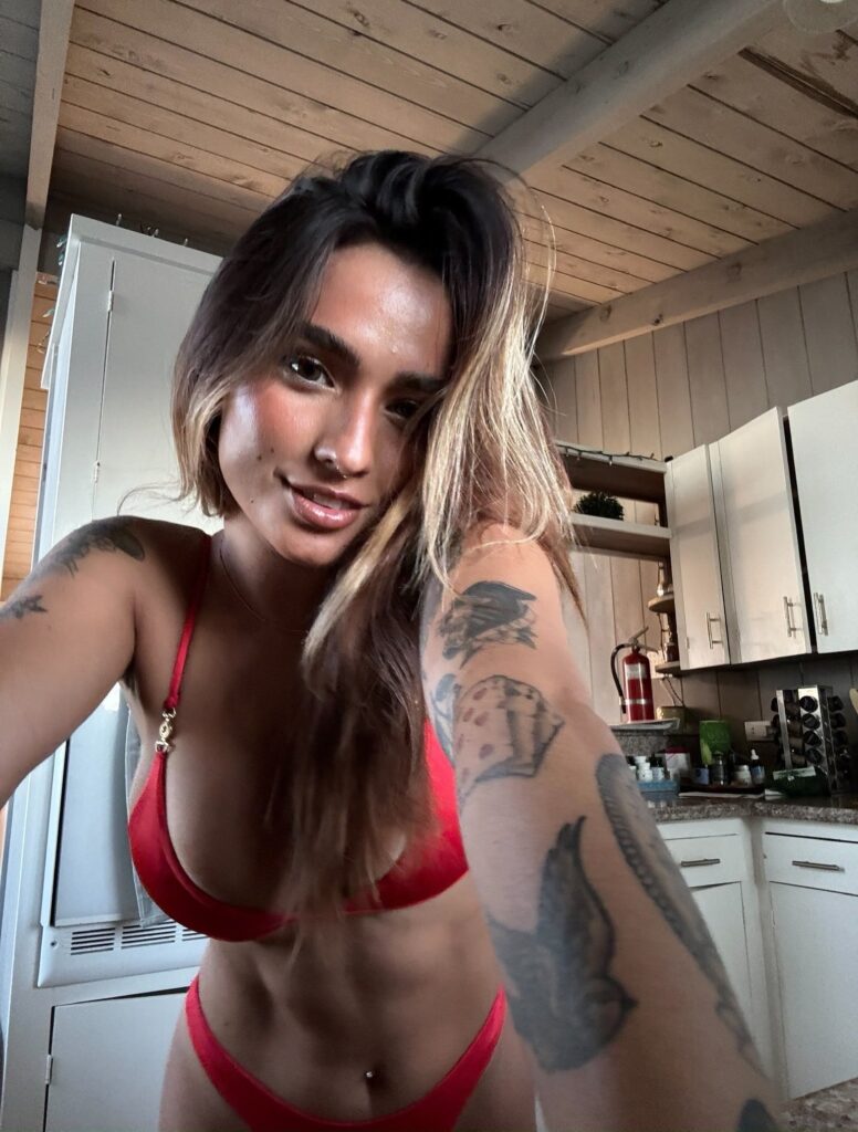 Lavaxgrl OnlyFans model wearing red two piece bikini
