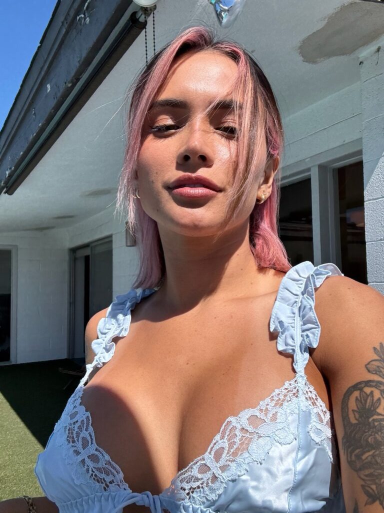 Lavaxgrl OnlyFans model wearing blue lingerie