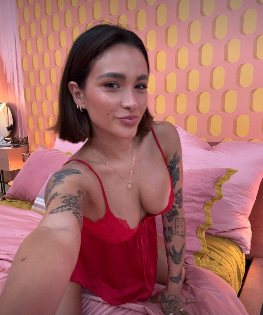 Lavaxgrl OnlyFans model wearing red lingerie
