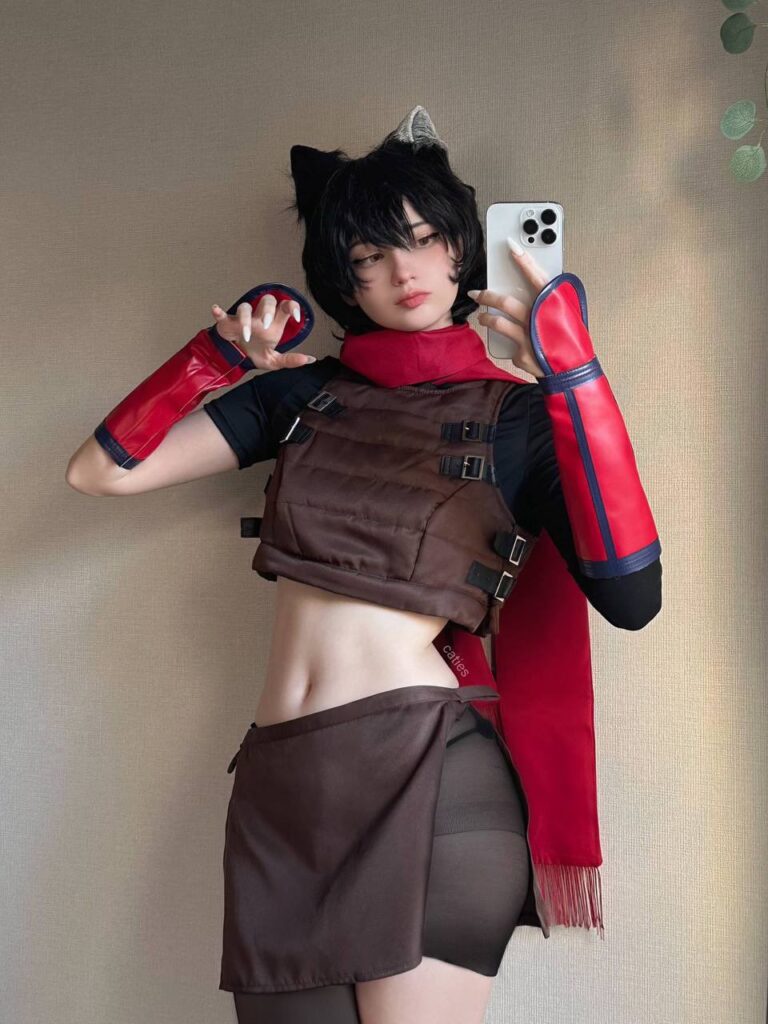 Caties OnlyFans cosplayer model wearing cat ears and cosplay costume