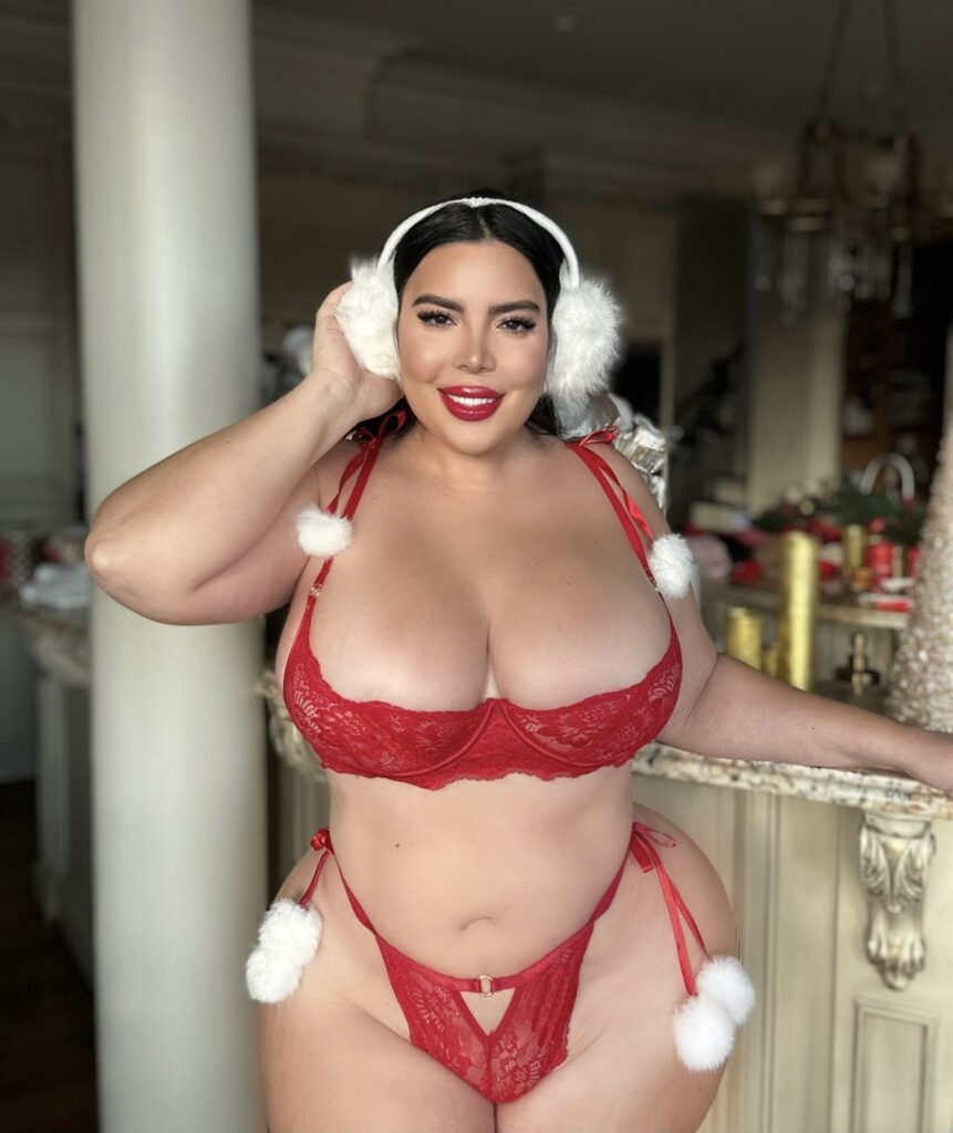 Nicole Nurko OnlyFans chubby model wearing red lingerie