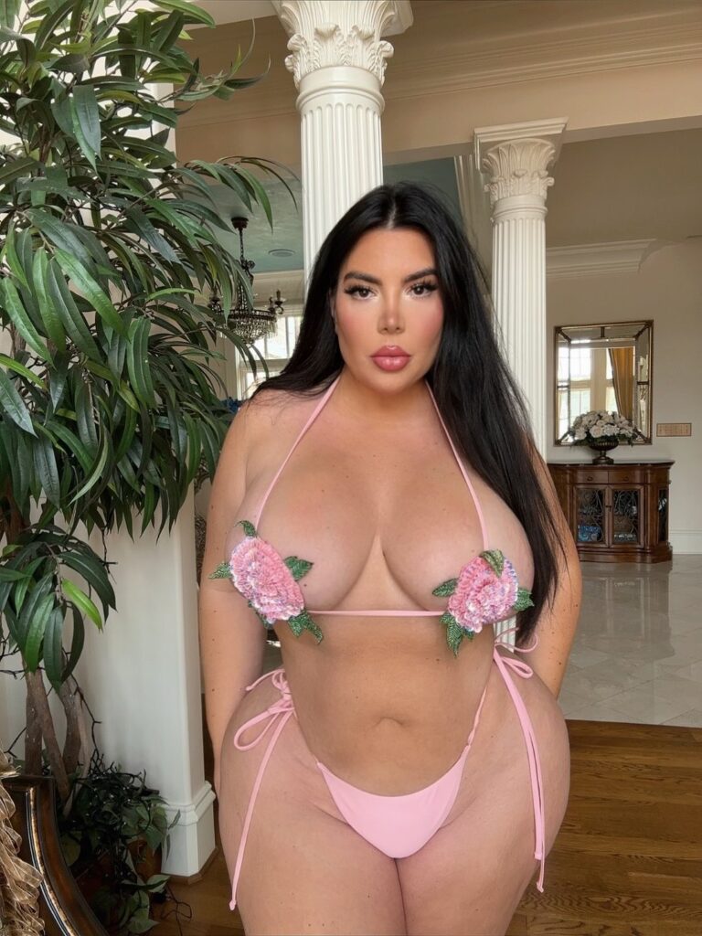 Nicole Nurko OnlyFans chubby model wearing pink lingerie