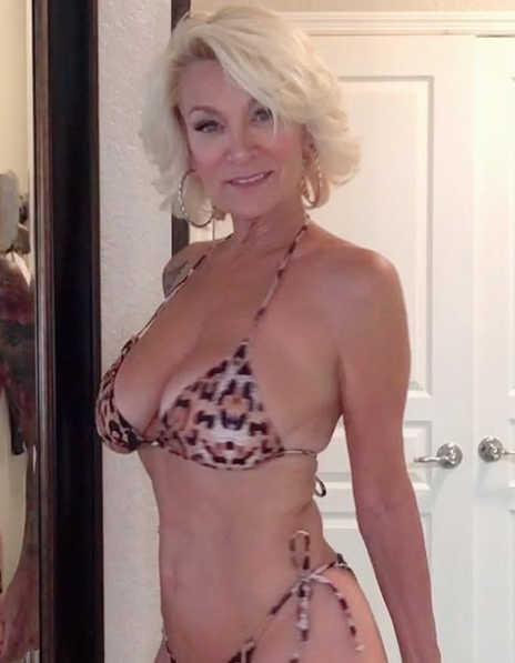 Ageless Vixen in leopard pattern bikini